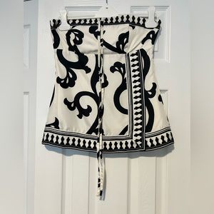 White House Black Market Black and White Strapless Top